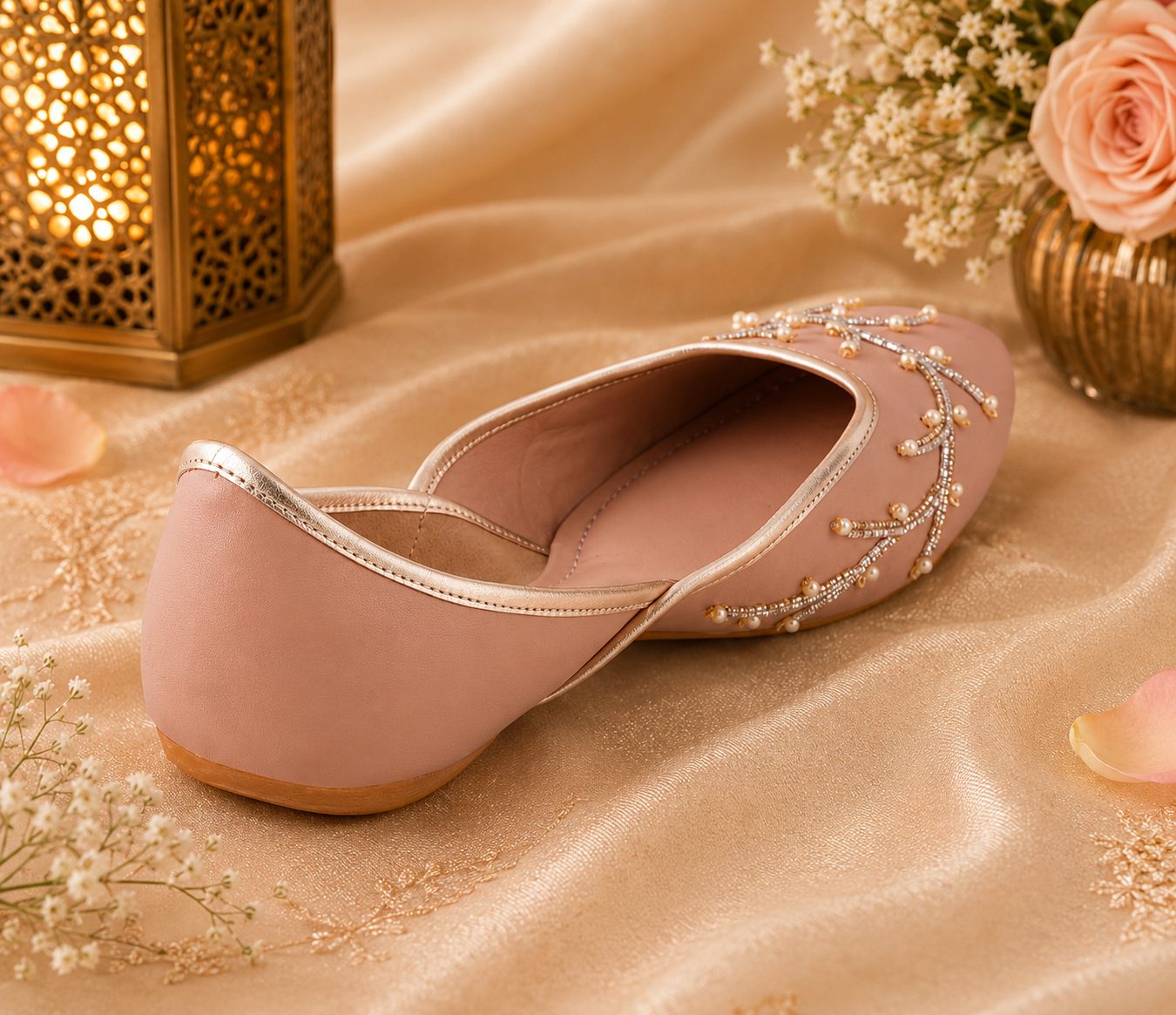 Women’s Blush Pink Embellished Ballerinas