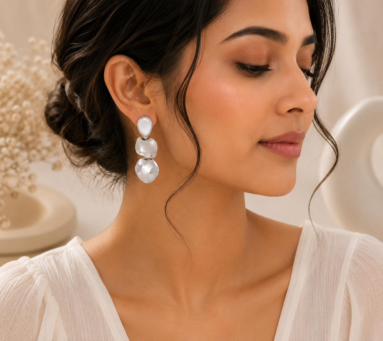 Dazelio Silver-Tone Geometric Drop Earrings for Women