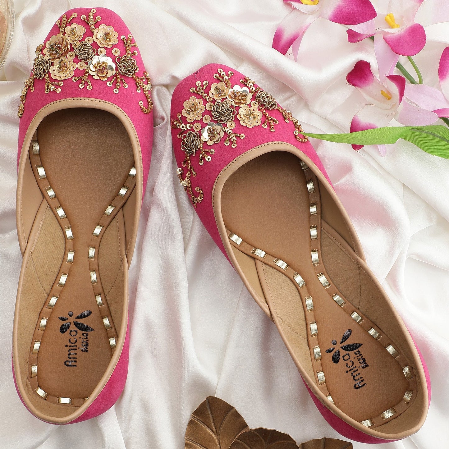 Dark Pink Flora Stones Jutie