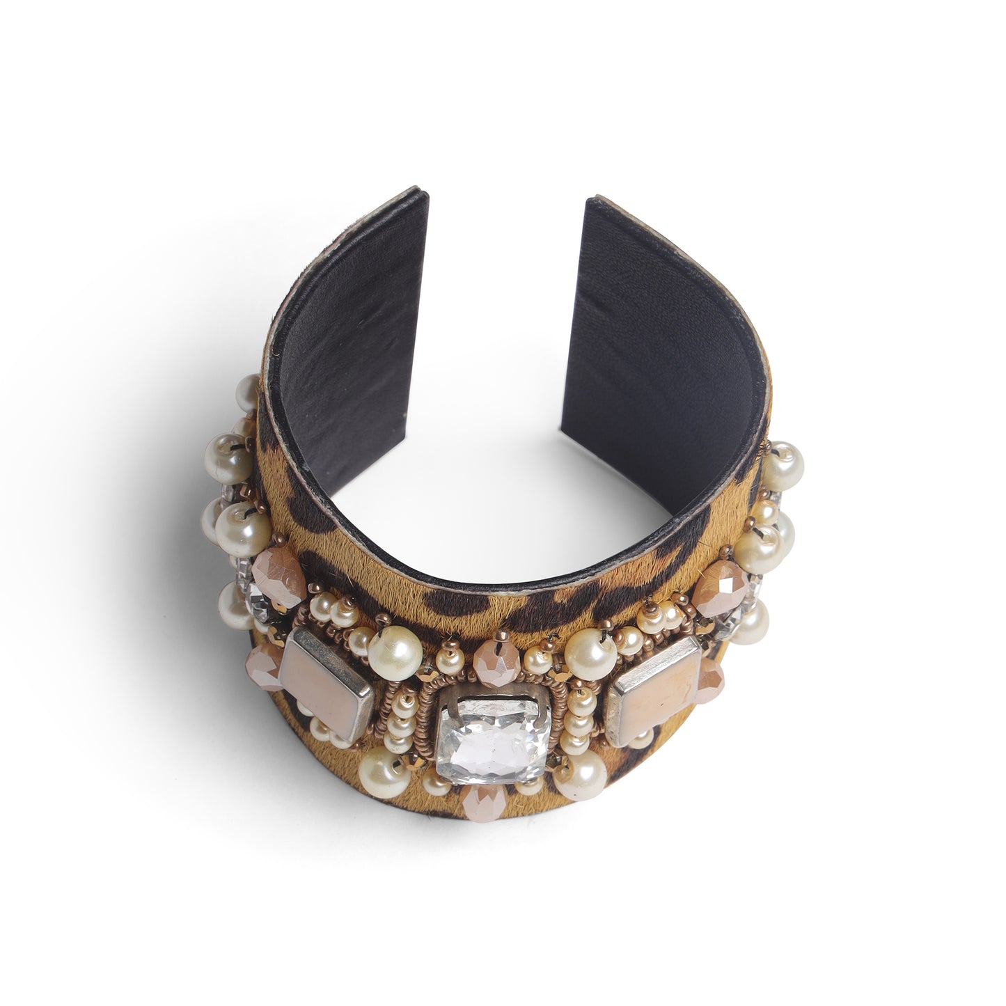 Amica Slexia Leopard Print Embellished Cuff Bangle for Women