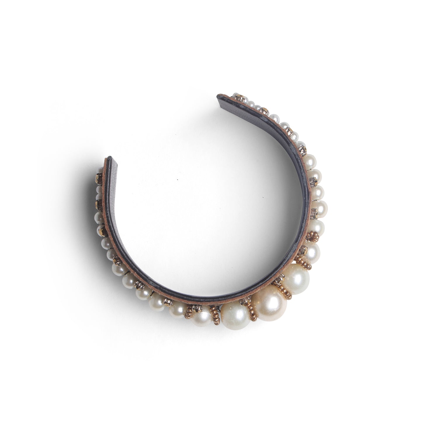 Amica Slexia Pearl Beaded Textured Cuff Bangle for Women