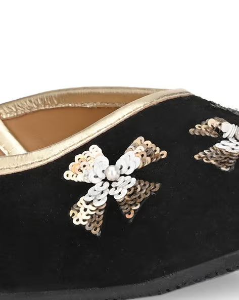 Amica Slexia Women’s Black & Gold Sequin Embellished Jutti