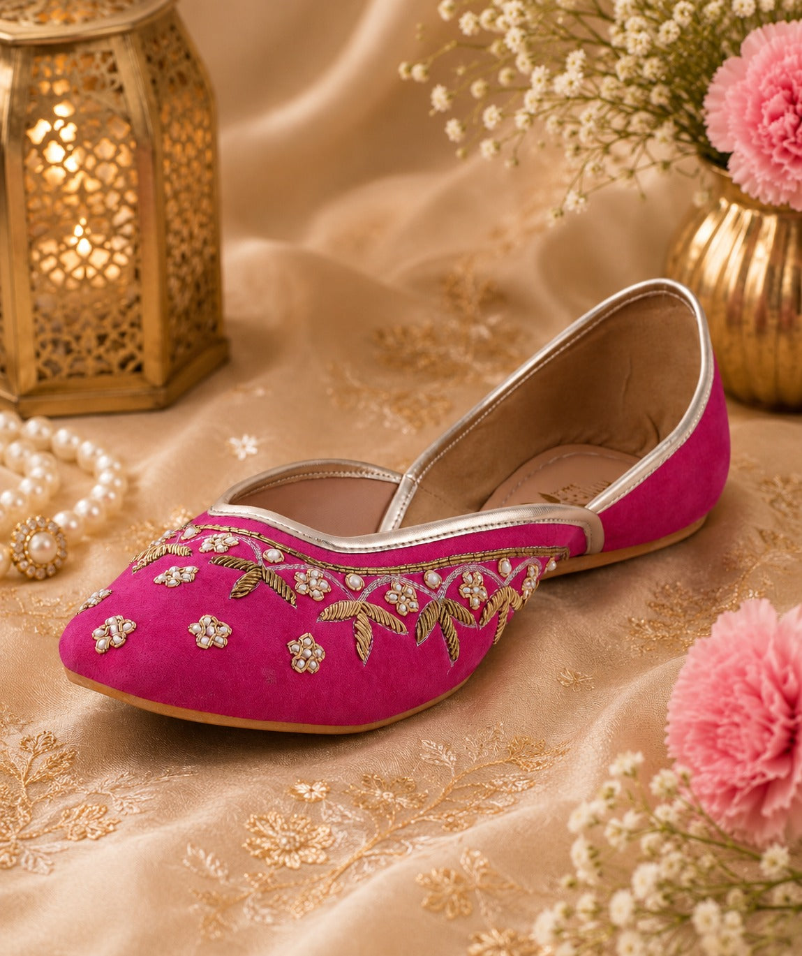 Women’s Rani Pink Embroidered Ballerinas