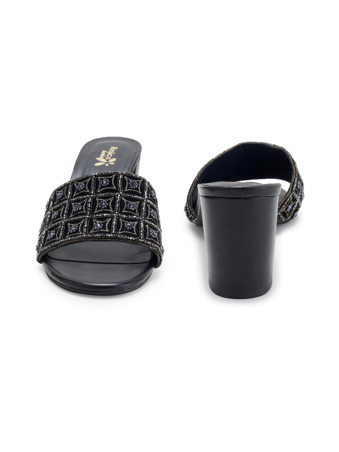 Black Jaipuri Designer Handbags and Heels Party Set