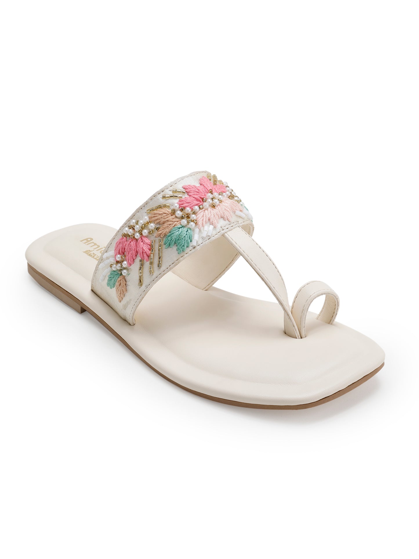 White Embroidered Flats