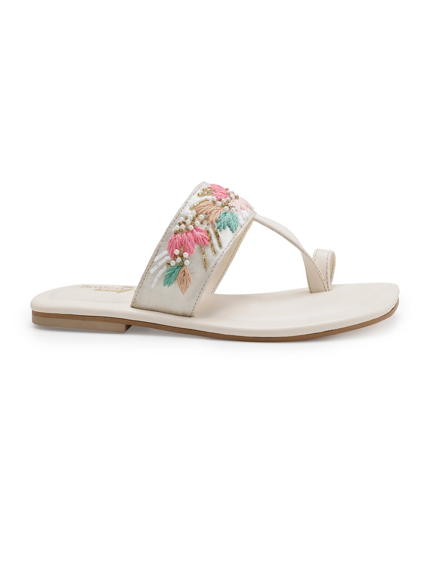 White Embroidered Flats