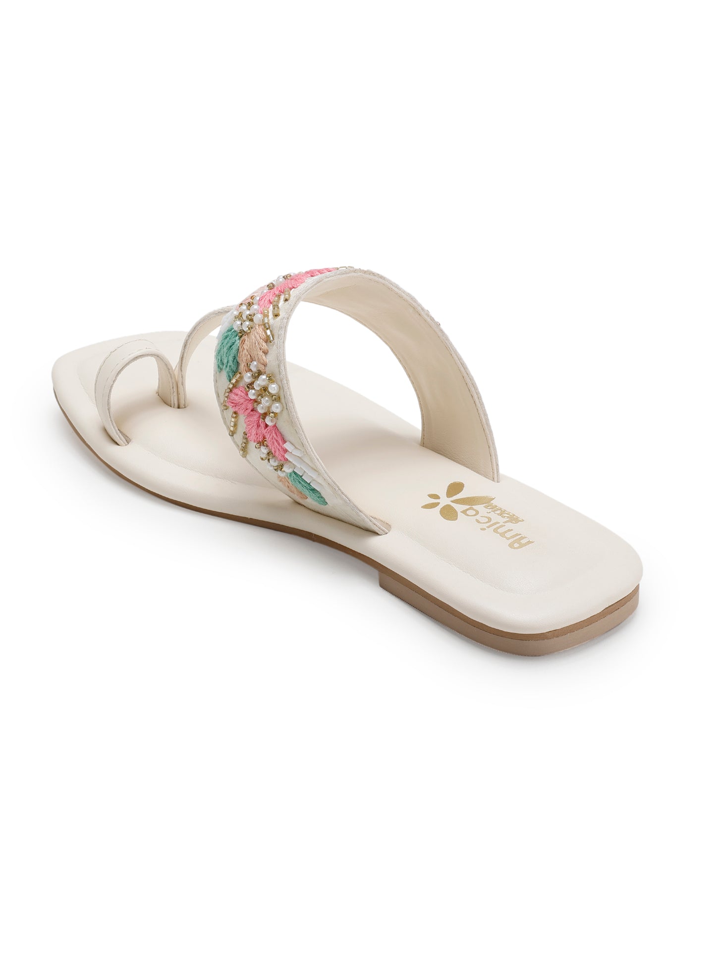 White Embroidered Flats