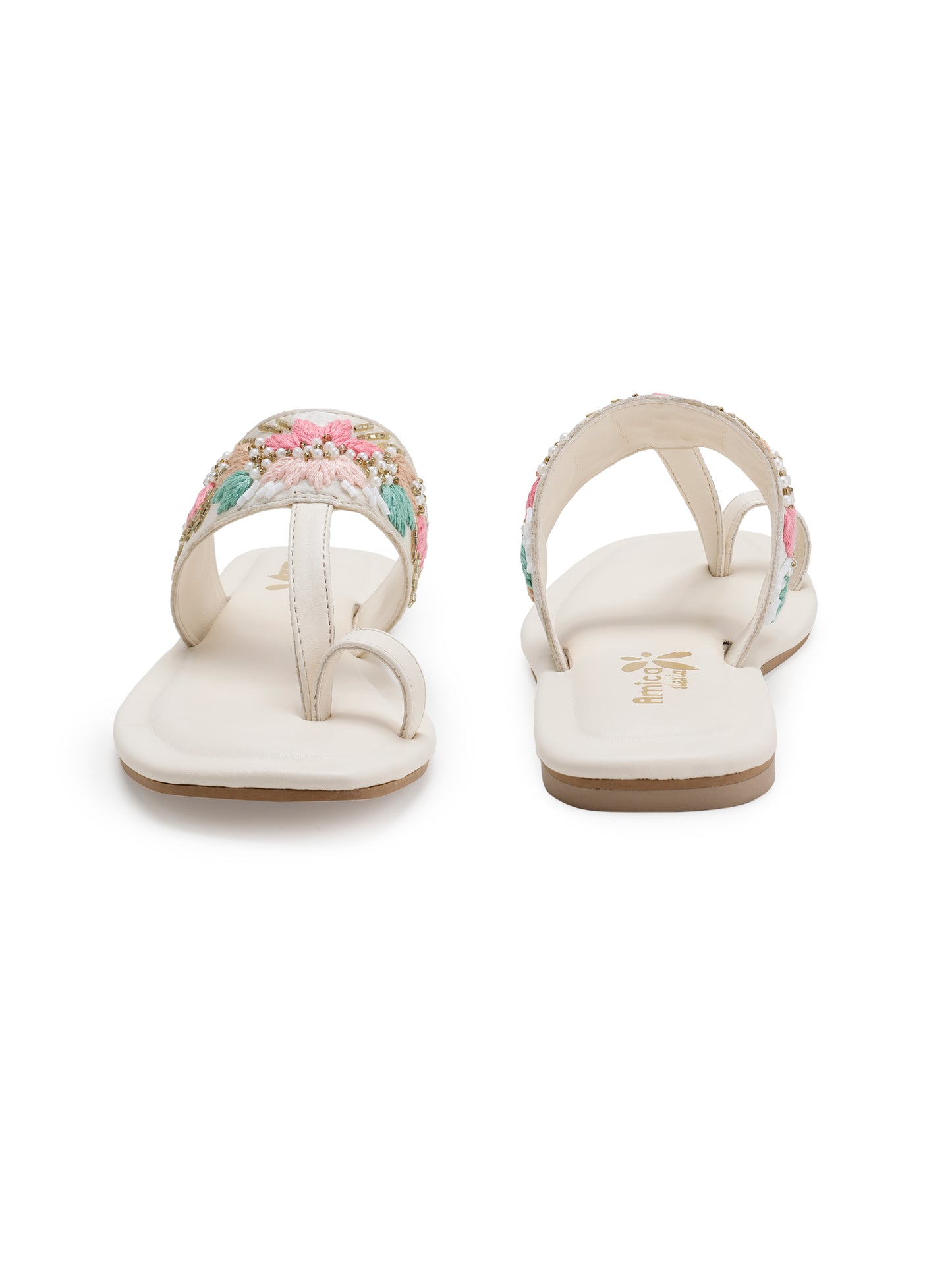 White Embroidered Flats