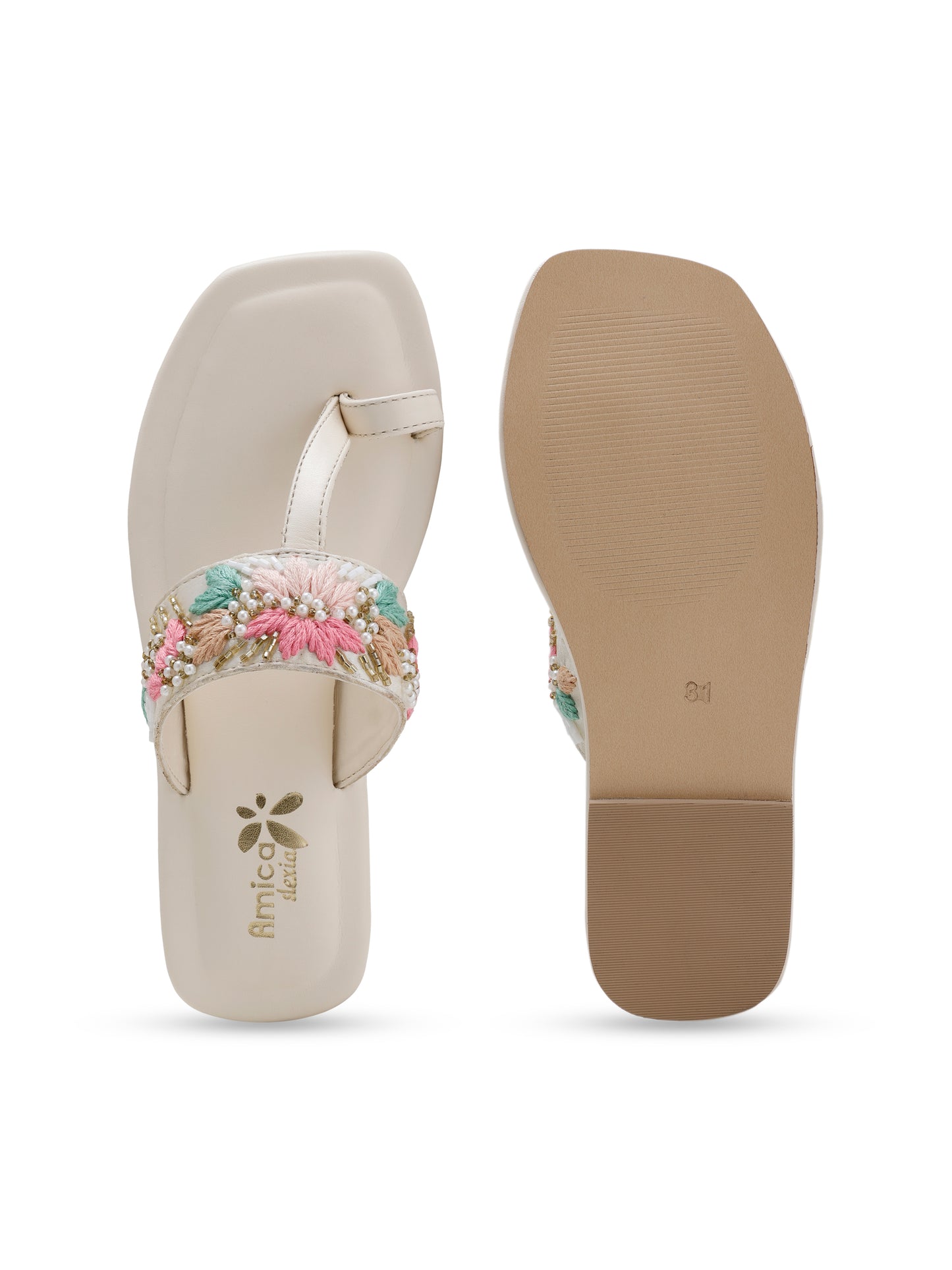 White Embroidered Flats