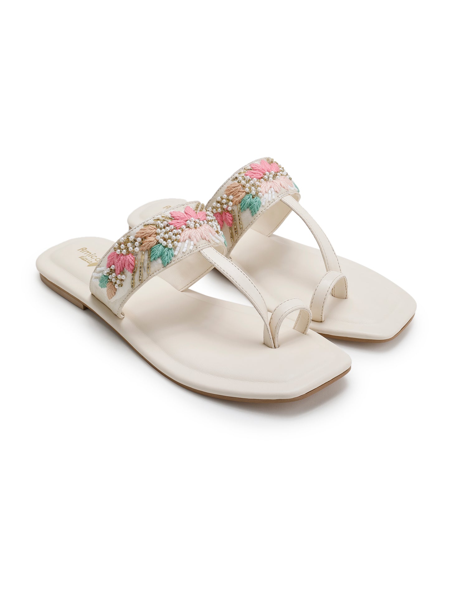 White Glossy Flora Flats