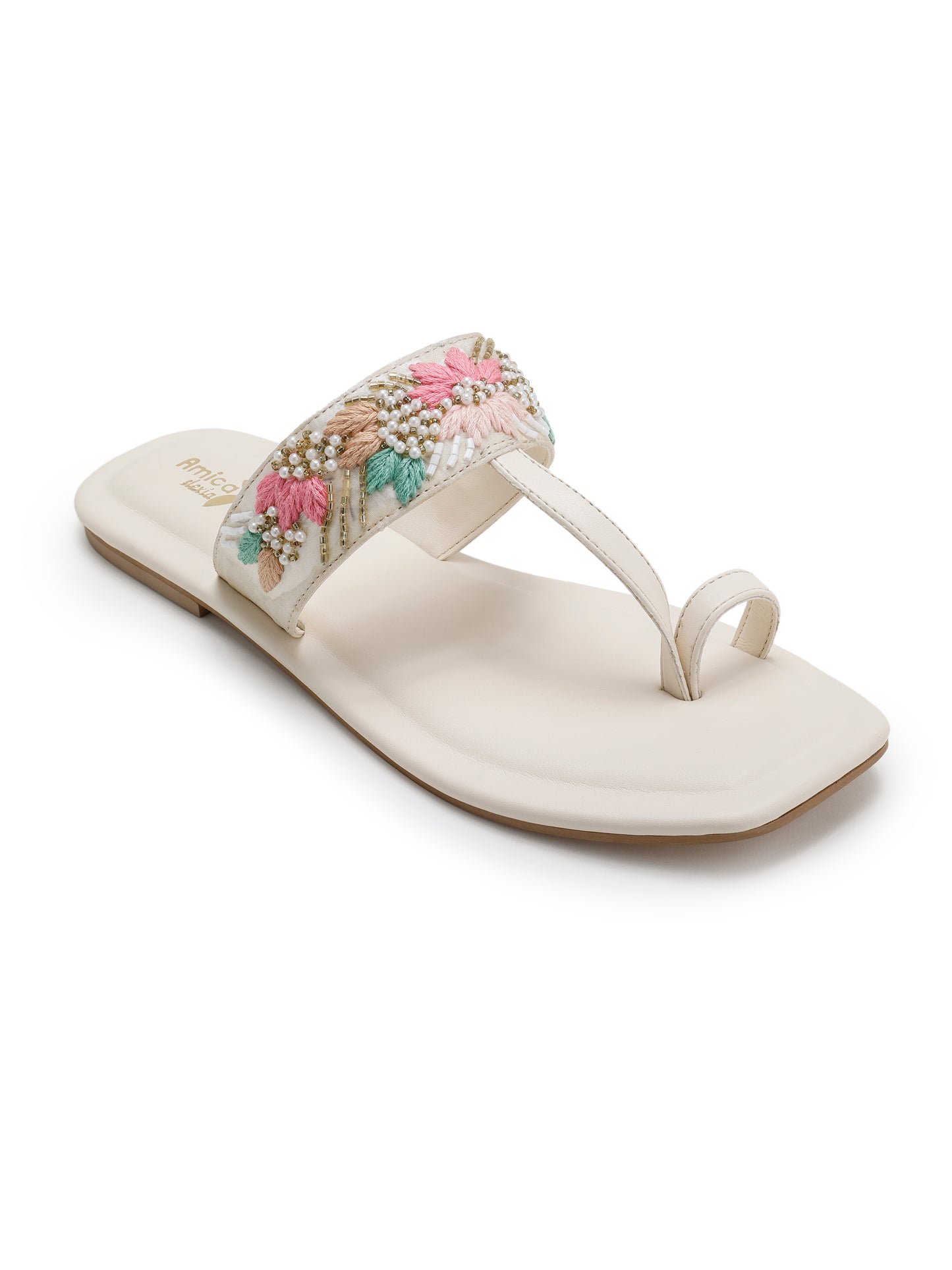 White Glossy Flora Flats
