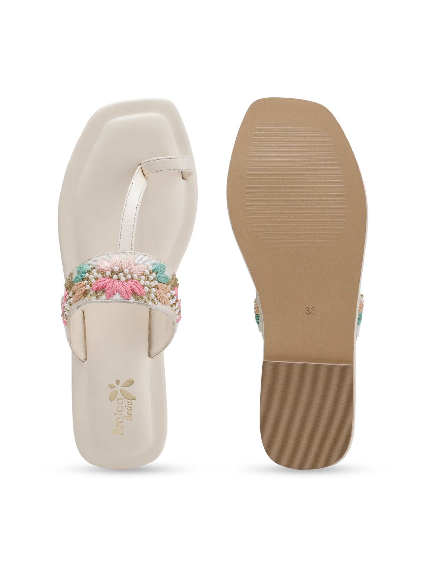 White Glossy Flora Flats