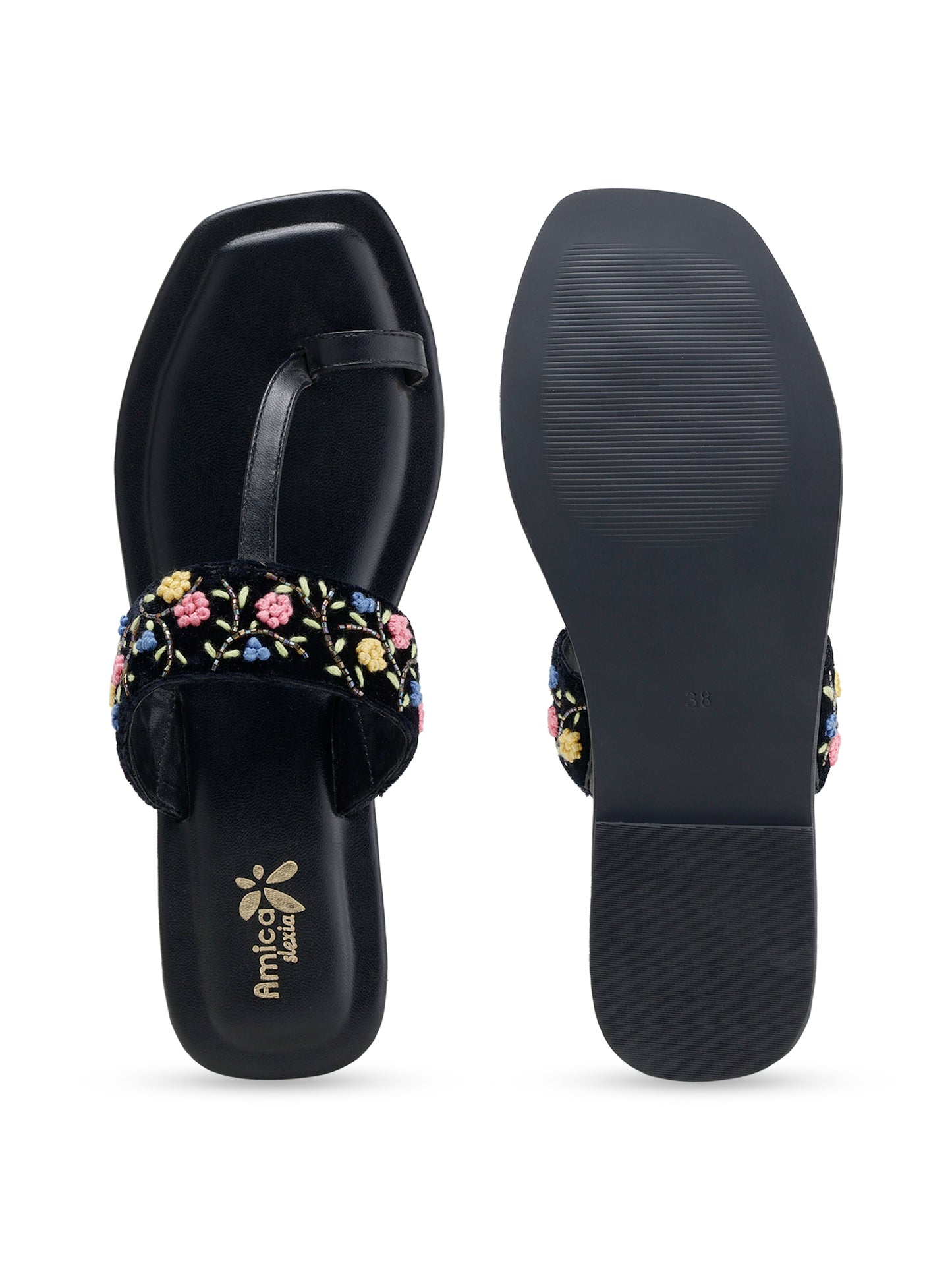 Black Leather Flats Combo