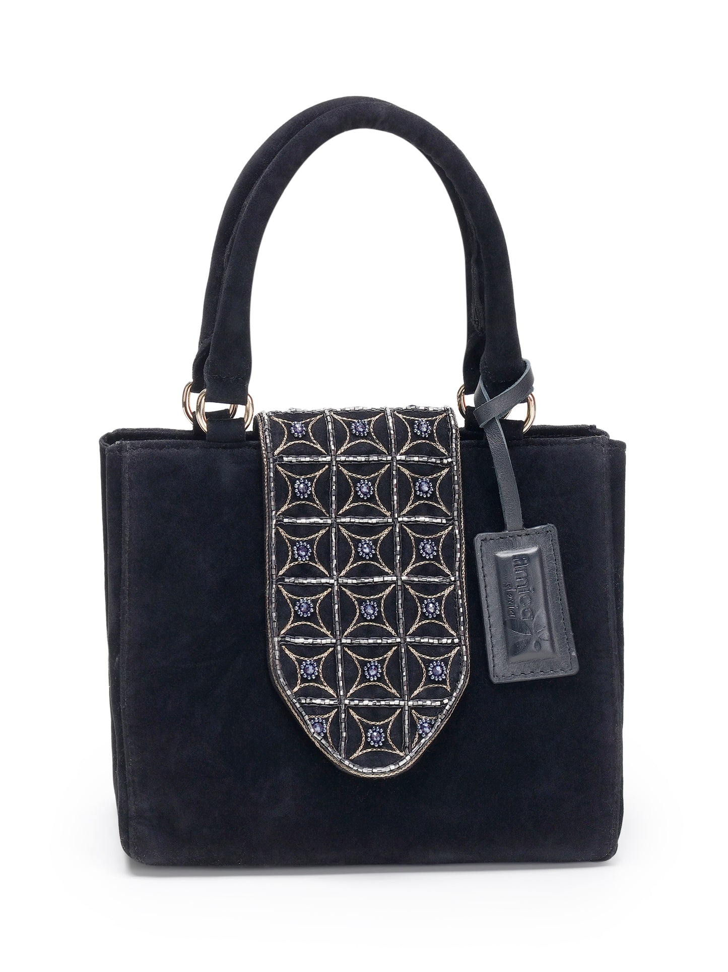 Black Jaipuri Designer Handbags and Heels Party Set