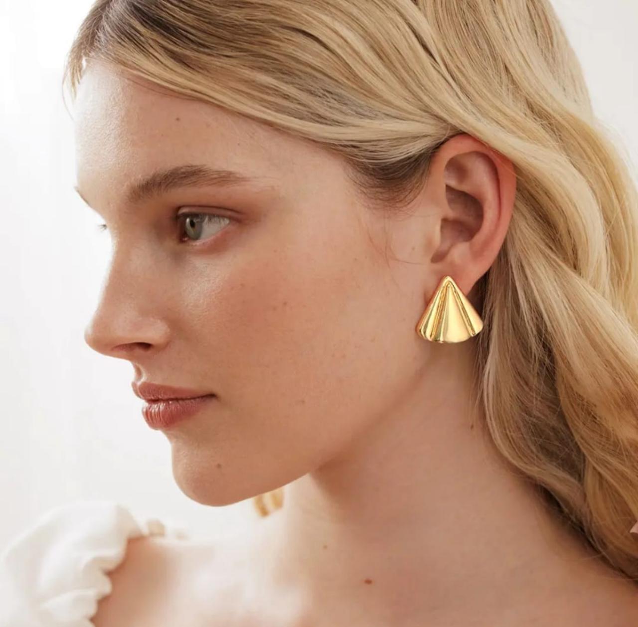 Dazelio Gold-Plated Floral Statement Stud Earrings