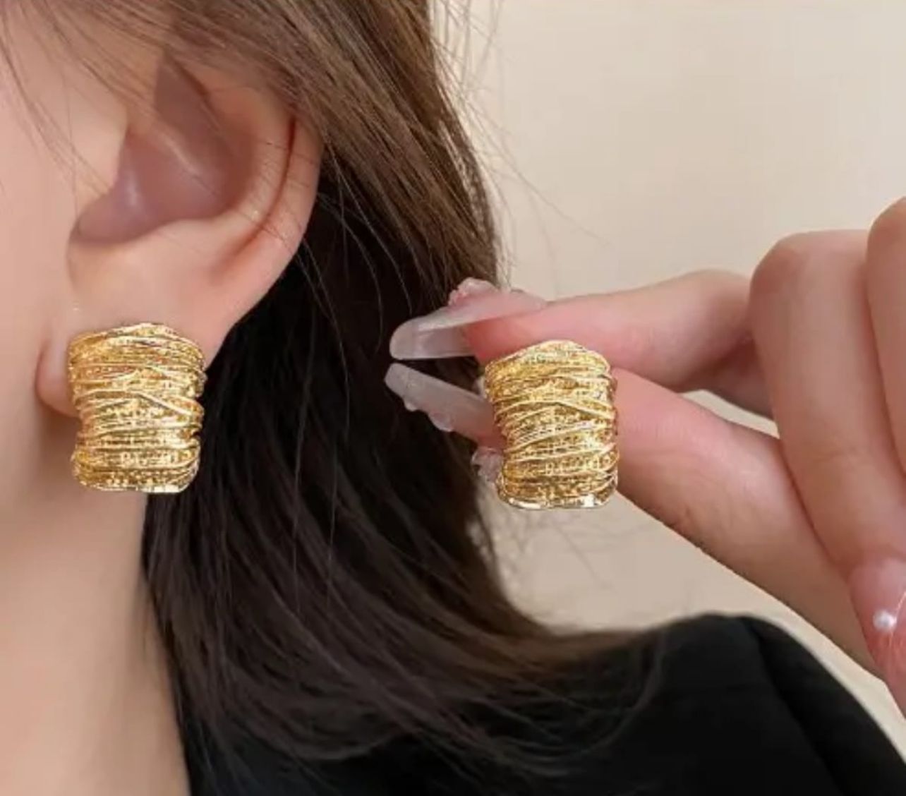 Dazelio Textured Gold Dome Stud Earrings