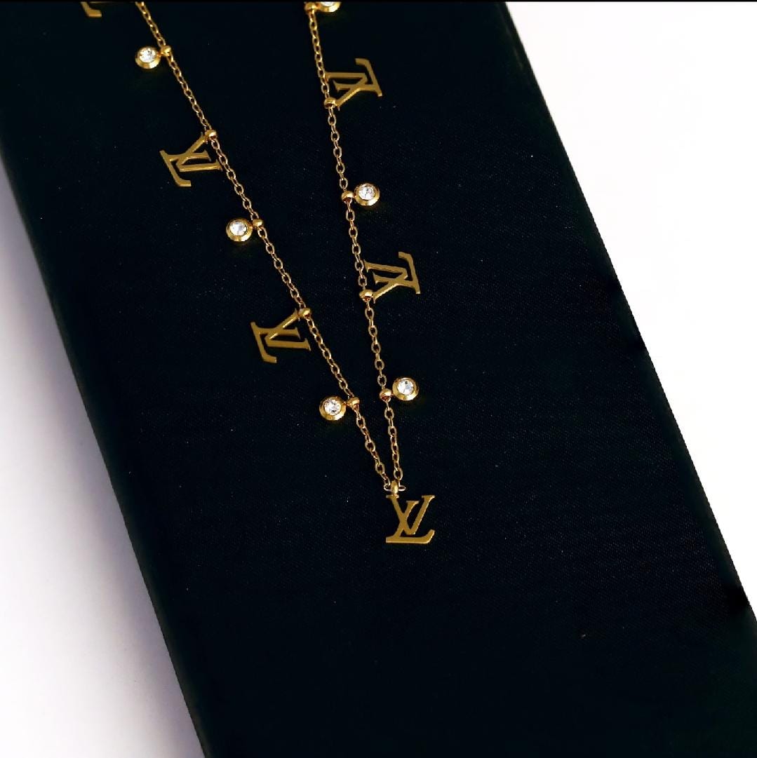 Dazelio Gold-Plated Heart & Star Double Layer Pendant Necklace