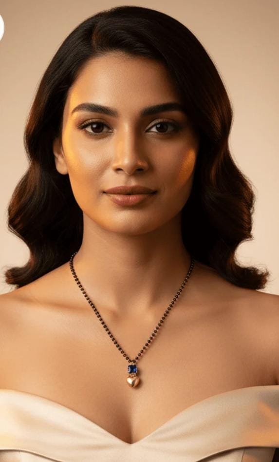 Dazelio Elegant Mangalsutra Necklace with Blue Stone & Heart Pendant