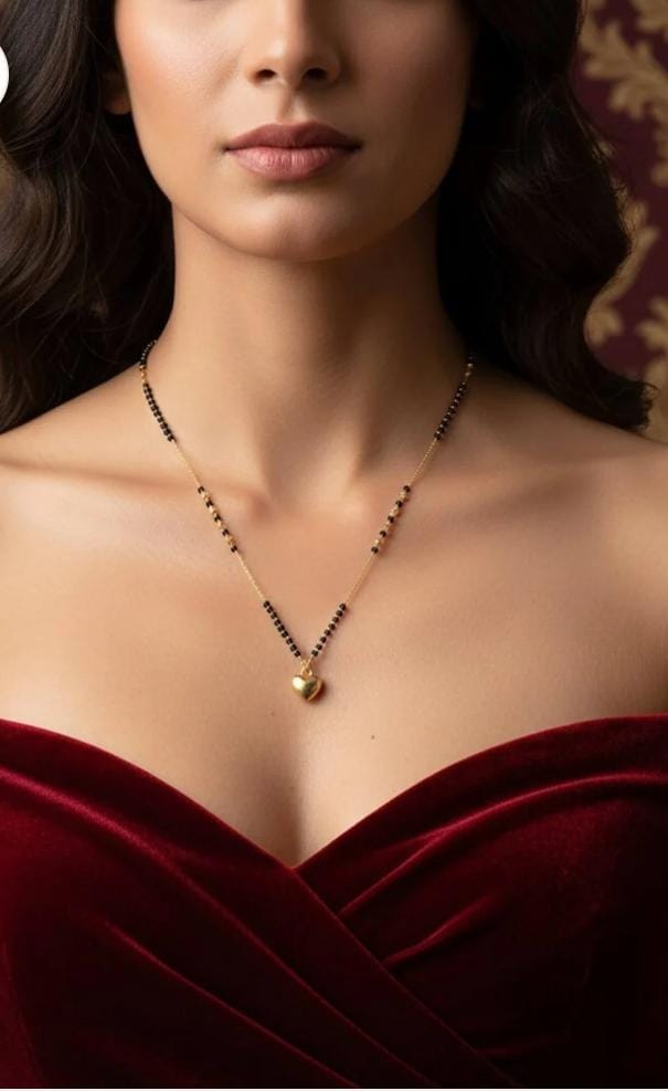 Dazelio Gold Heart Mangalsutra Necklace for Women
