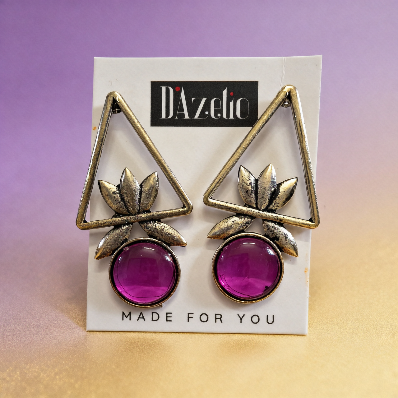 Dazelio Pink Geometric Floral Drop Earrings for Women