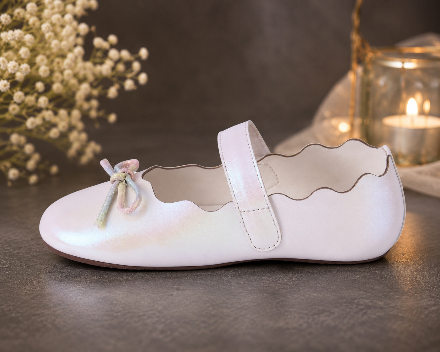 Amicaslexia Kids Pearl White Ballerina Shoes for Girls