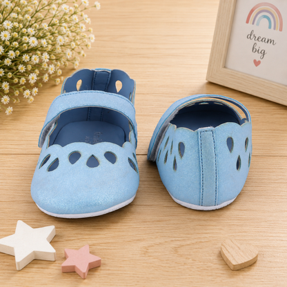 AmicaSlexia Girls Blue Glitter Cutwork Ballerina Flats