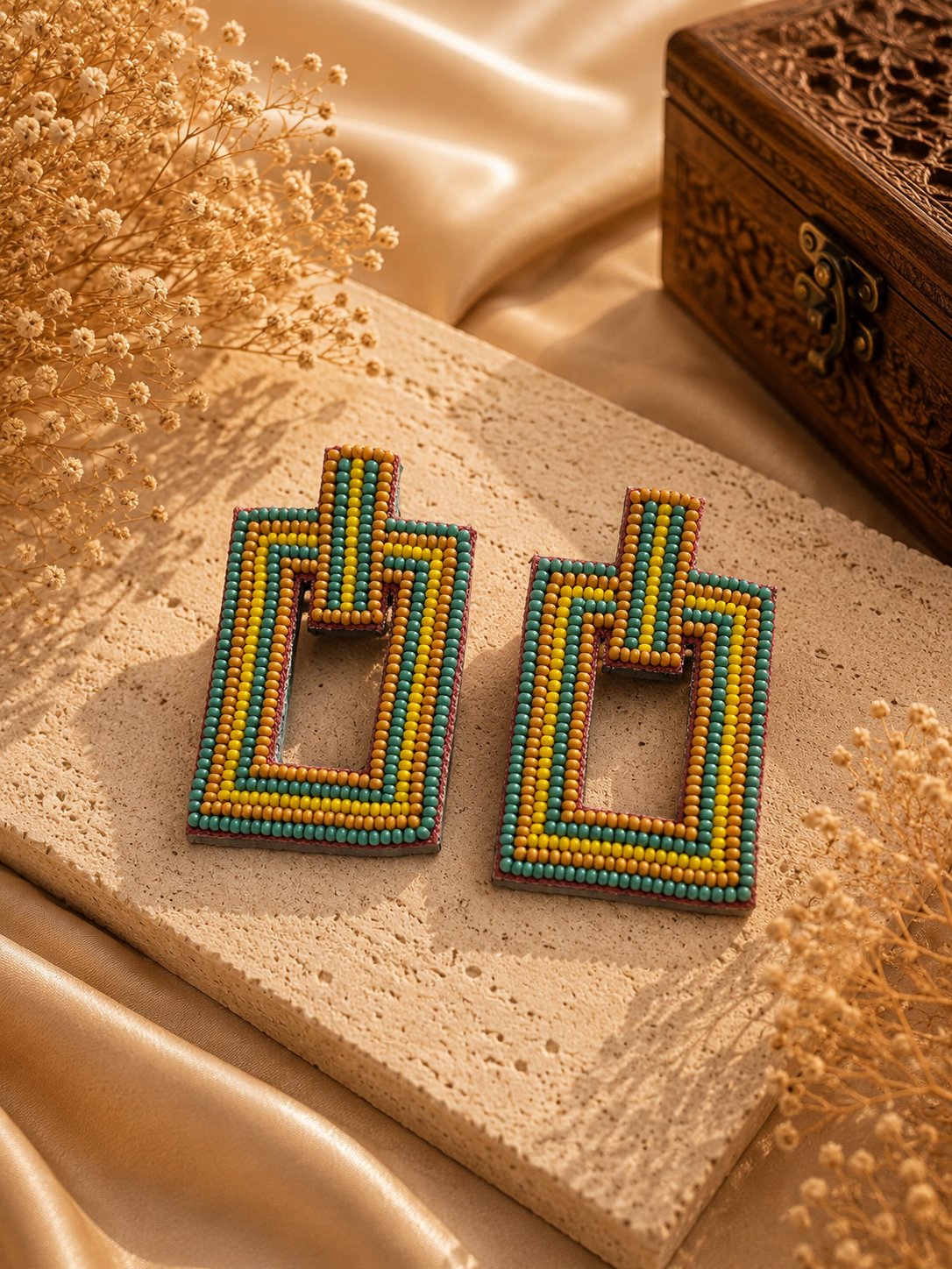 Multicolor Beaded Statement Earrings