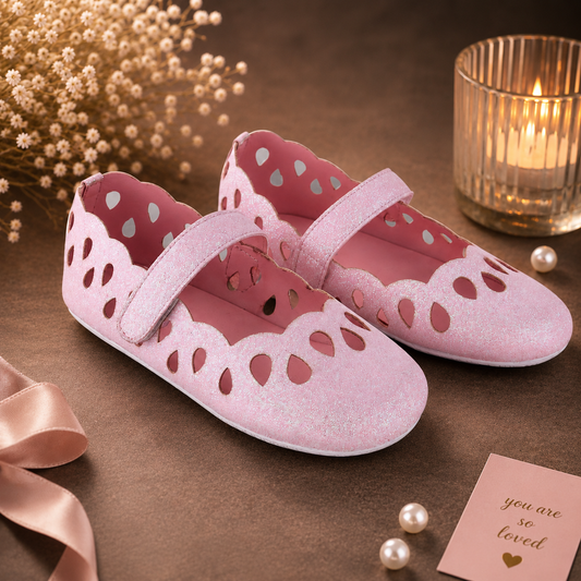 AmicaSlexia Girls Pink Glitter Ballerina Flats