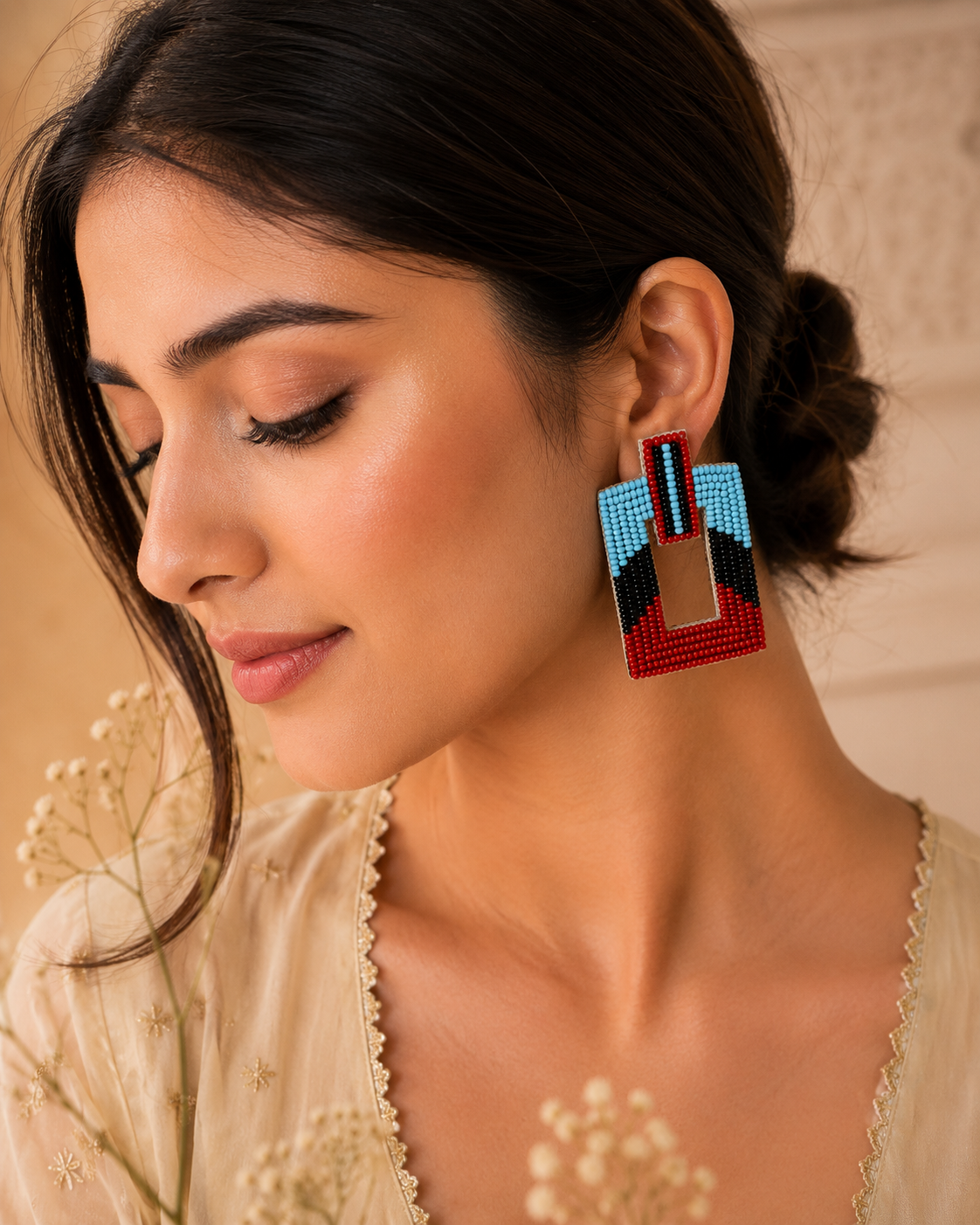 Amicaslexia Handmade Beaded Statement Earrings