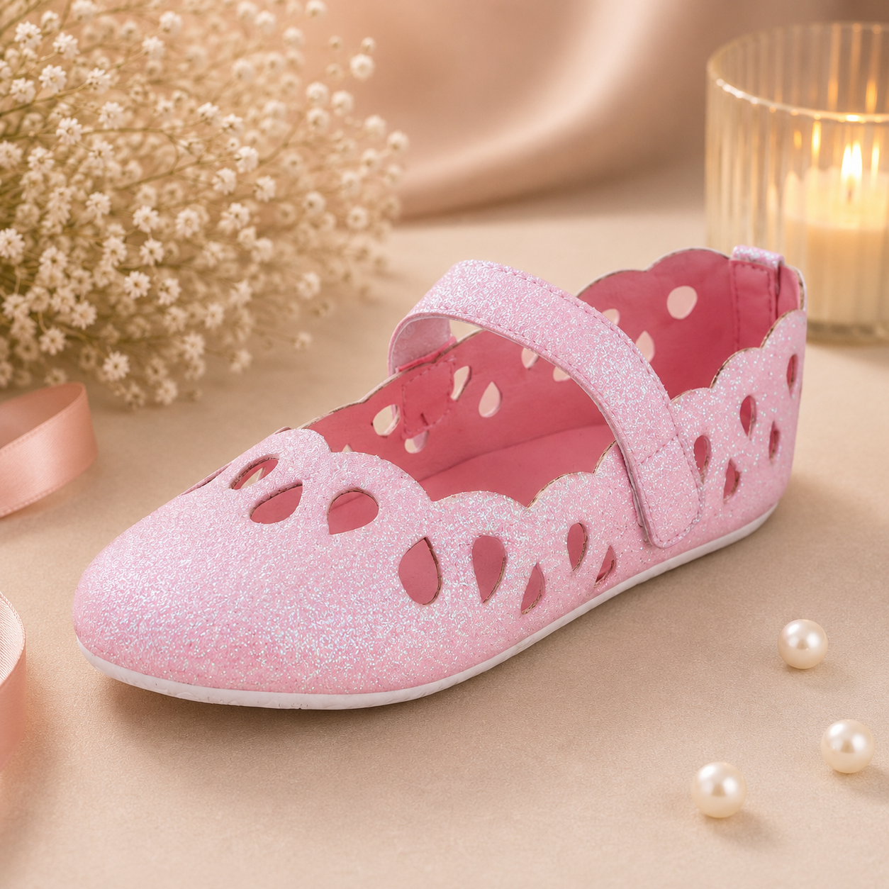 AmicaSlexia Girls Pink Glitter Ballerina Flats