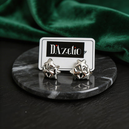 Dazelio Silver Star & Floral Stud Earrings for Women