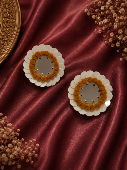 Amica Slexia Daisy Bloom Mirror & Sequin Statement Earrings