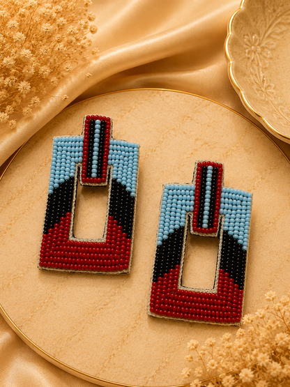 Amica Slexia Multicolor Geometric Beaded Statement Earrings