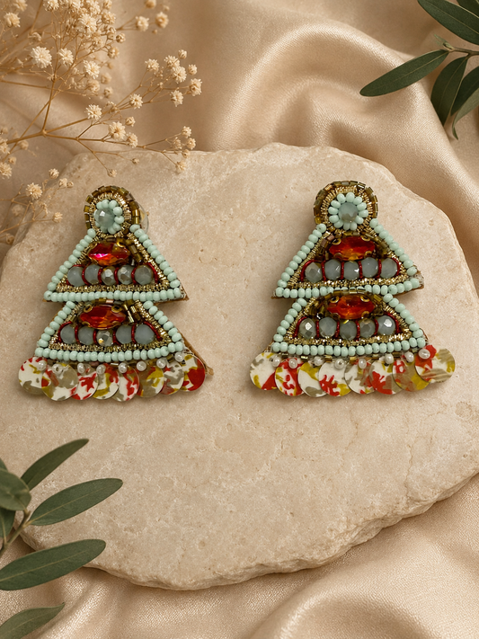 Amicaslexia Boho Triangle Beaded Statement Earrings