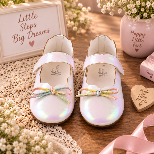 Amicaslexia Kids Pearl White Ballerina Shoes for Girls