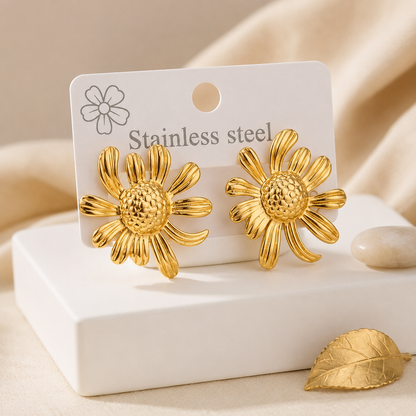 Dazelio Gold-Tone Sunflower Stud Earrings