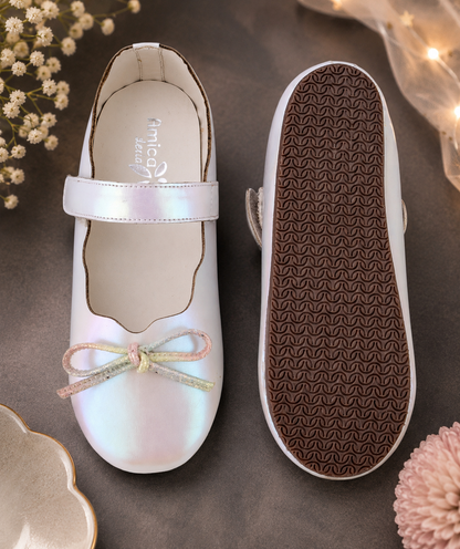 Amicaslexia Kids Pearl White Ballerina Shoes for Girls