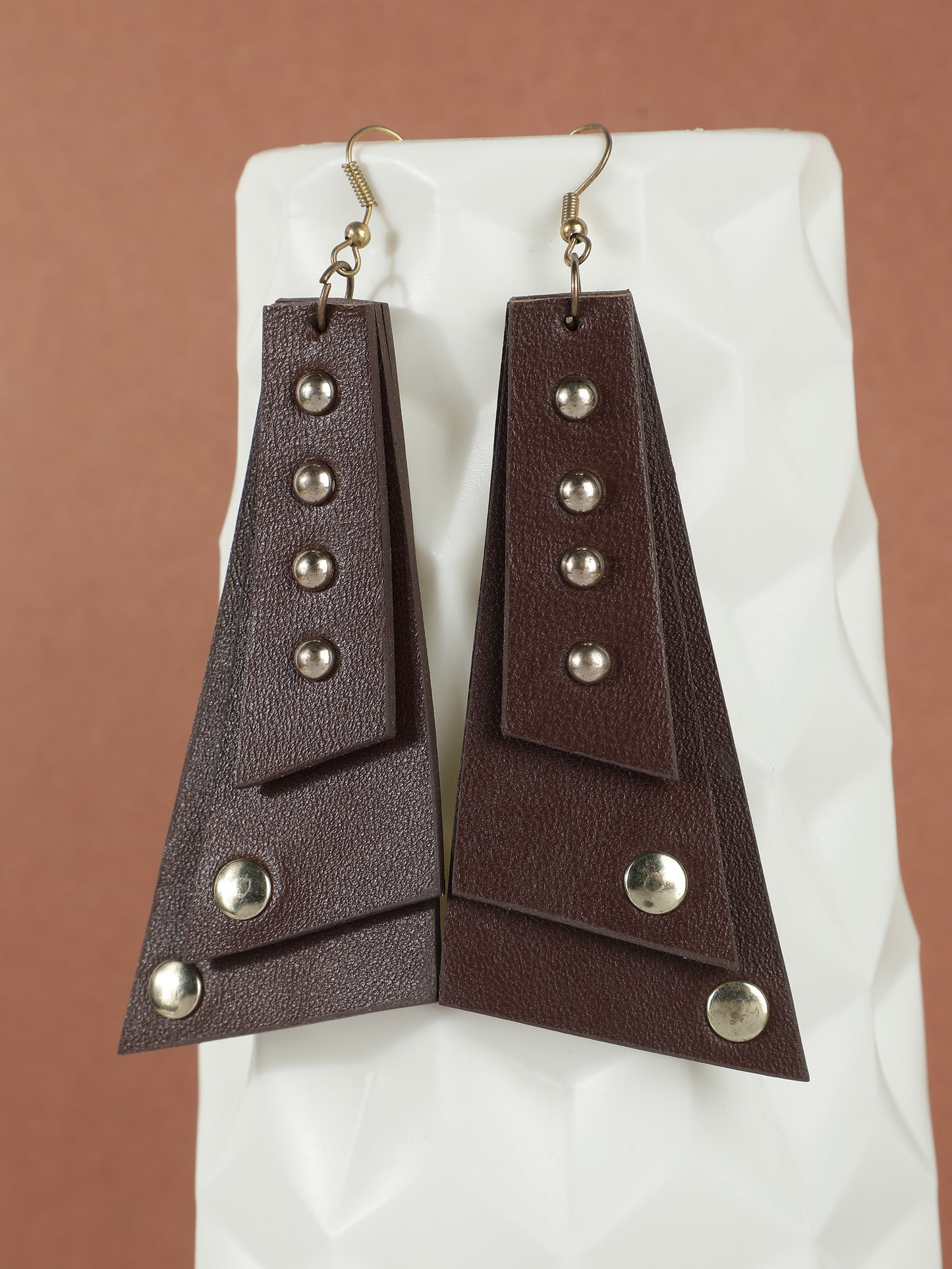 Brown Leather Earring