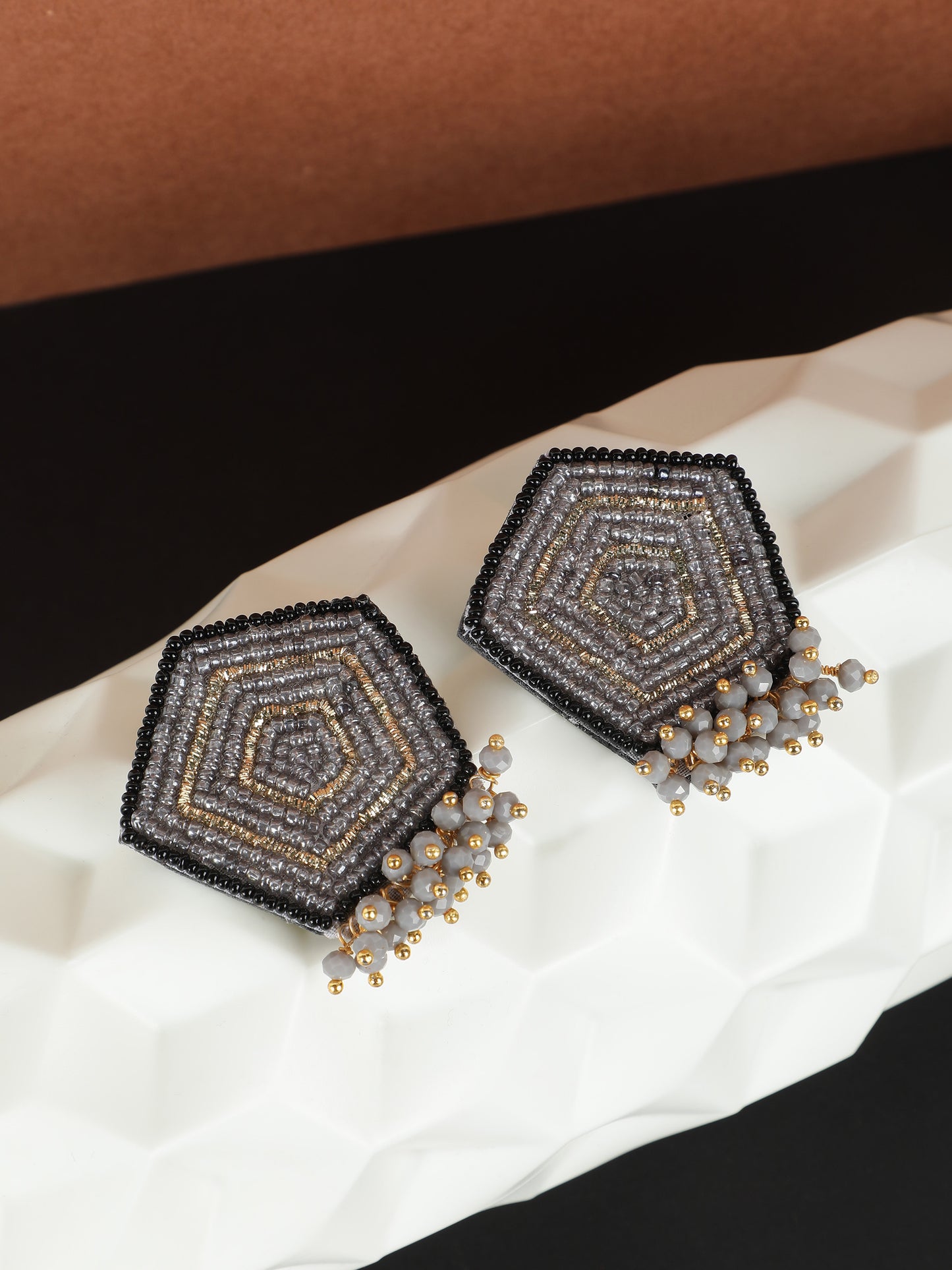 Black Rajasthani Mol Design Earring