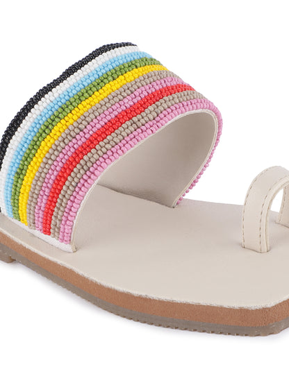 Rainbow White Kid's Footies