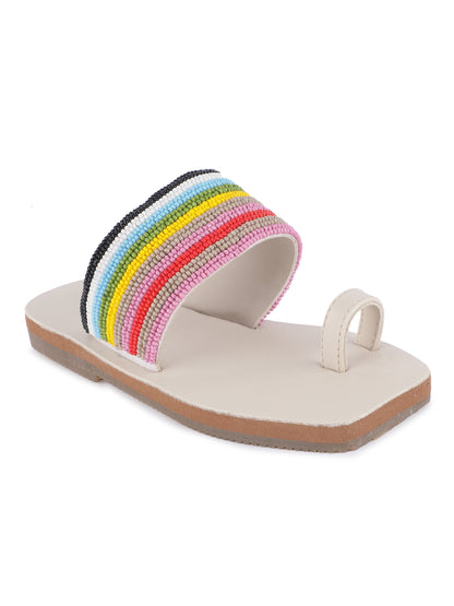 Rainbow White Kid's Footies