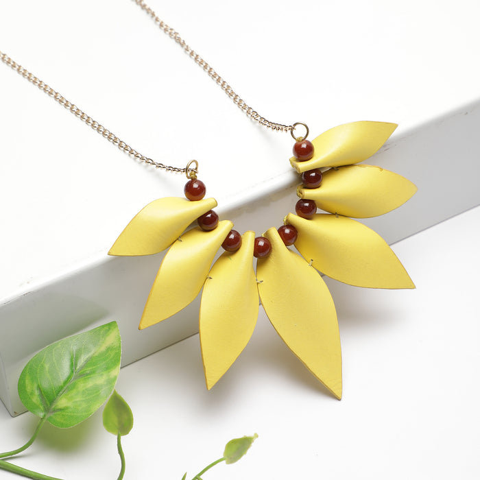 Yellow Mandala Design Necklace