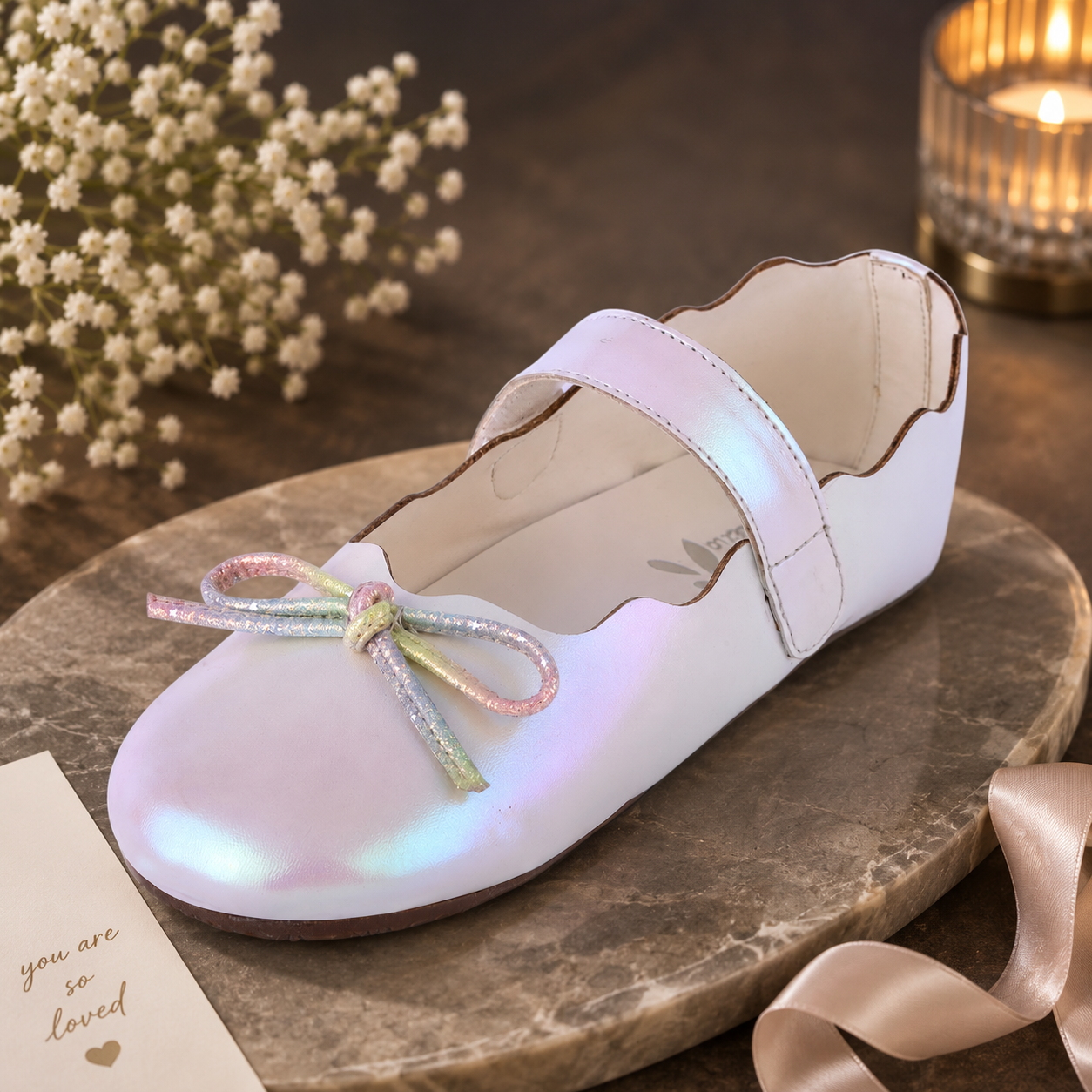 Amicaslexia Kids Pearl White Ballerina Shoes for Girls