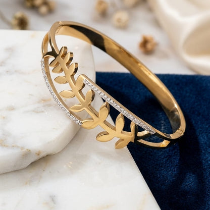 Dazelio Women's Premium Leaf Design Open Cuff Bracelet