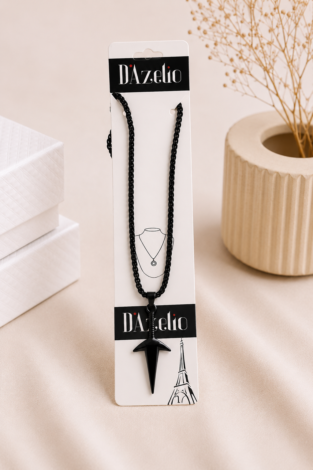 Dazelio Black Sword Pendant Stainless Steel Necklace for Men