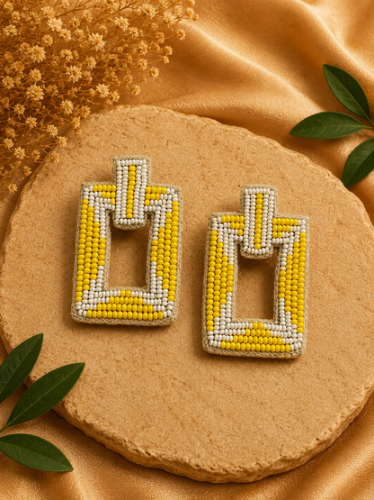 Amicaslexia Sunshine Beaded Geometric Statement Earrings