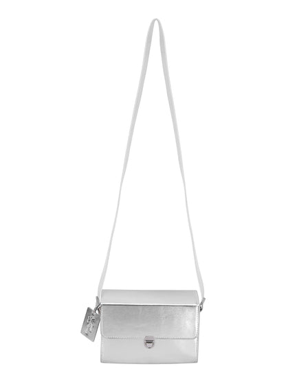 Women’s Metallic Silver Crossbody Sling Bag