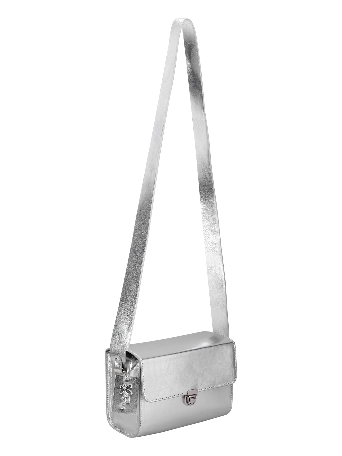 Women’s Metallic Silver Crossbody Sling Bag