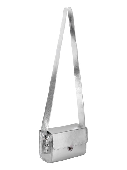 Women’s Metallic Silver Crossbody Sling Bag
