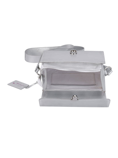 Women’s Metallic Silver Crossbody Sling Bag